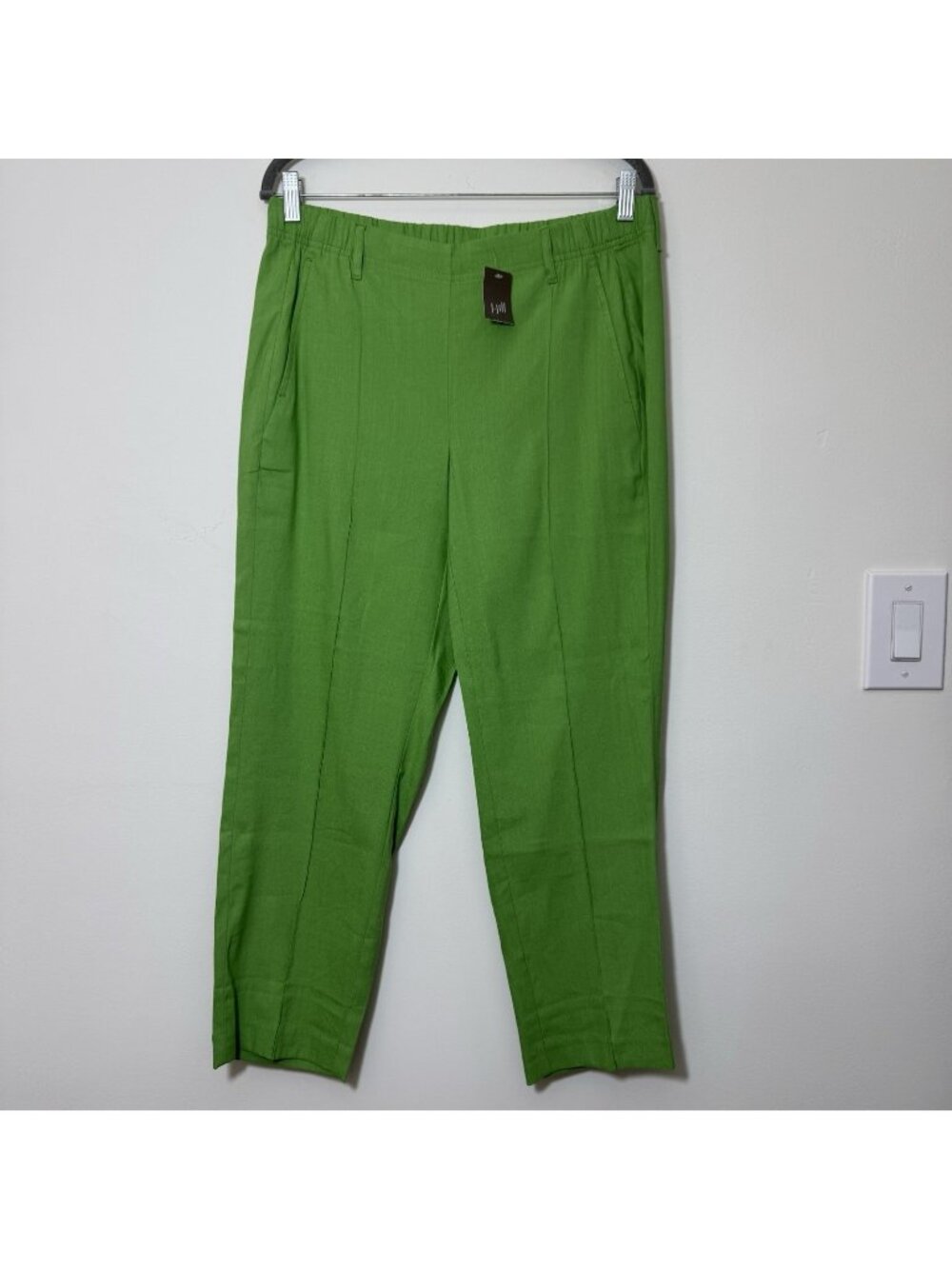 J Jill Stretch Linen Pants Pull On Women’s Size M Green Tapered Leg New